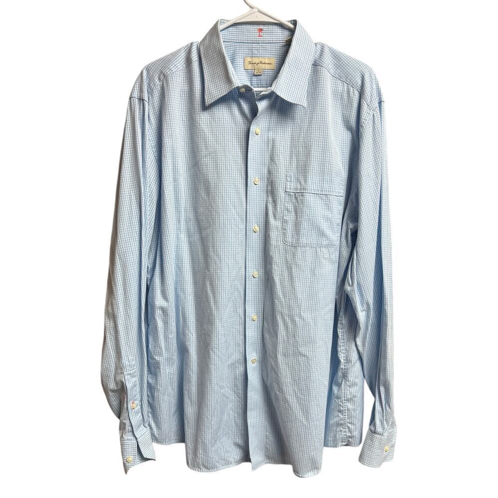 Tommy Bahama Blue Purple Plaid Cotton Button Up Men's 17 (36-37)